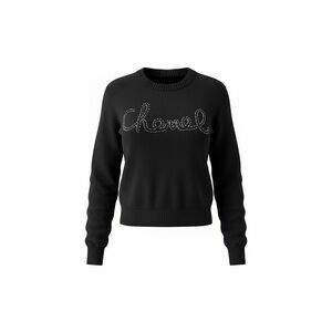 CHANEL Black Beads-Accent Signature Crewneck Sweater